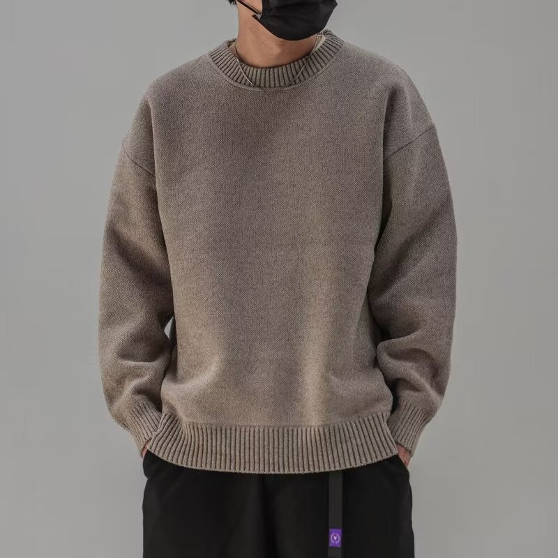 Sweater Men's Autumn and Winter Loose Lazy Style High-end Japanese Style Vintage Thickened Inner Base Trendy Brand Sweater for Men