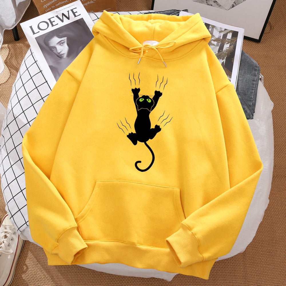 Naughty Black Cat Printed Men's Hoodie Hip Hop Comfortable Sweatshirt