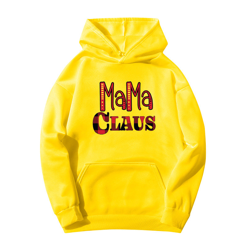 red plaid MAMA RIED printed hooded hoodie autumn and winter European and American women's