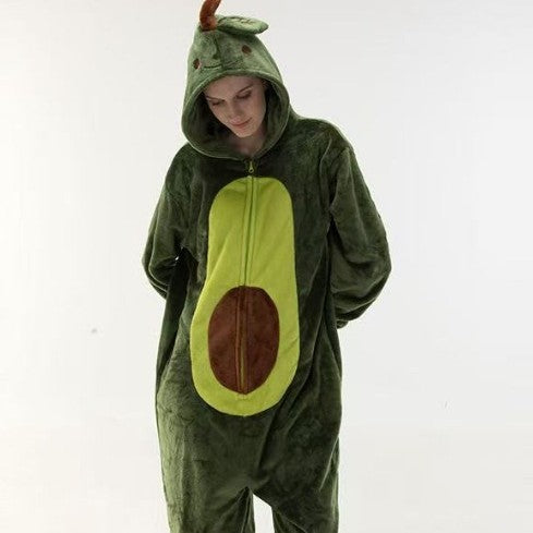 Spring, Autumn and Winter Adult Flannel Pajamas, Toilet Version, Men's and Women's Pajamas, One-Piece Cartoon Home Clothes, Can Be Worn Outside