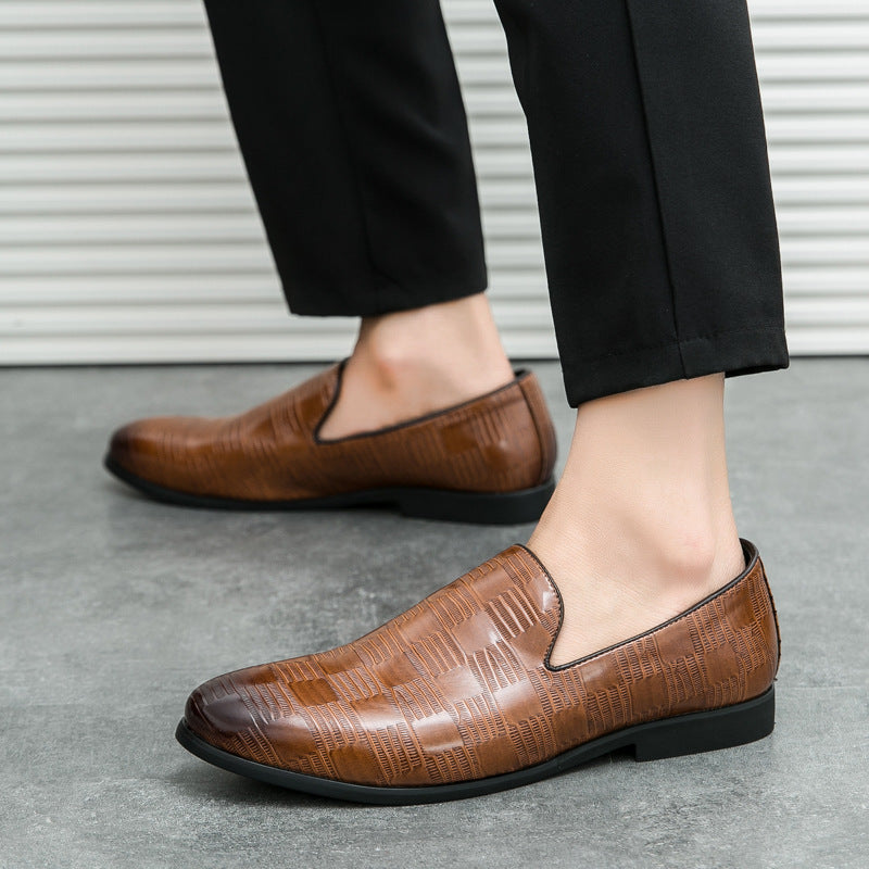 Cross-Border Men's Shoes, Business Slip-On Leather Shoes, Men's Simple Solid Color Loafers, Barber Shop Korean Style Small Leather Shoes, Men's Lazy Shoes