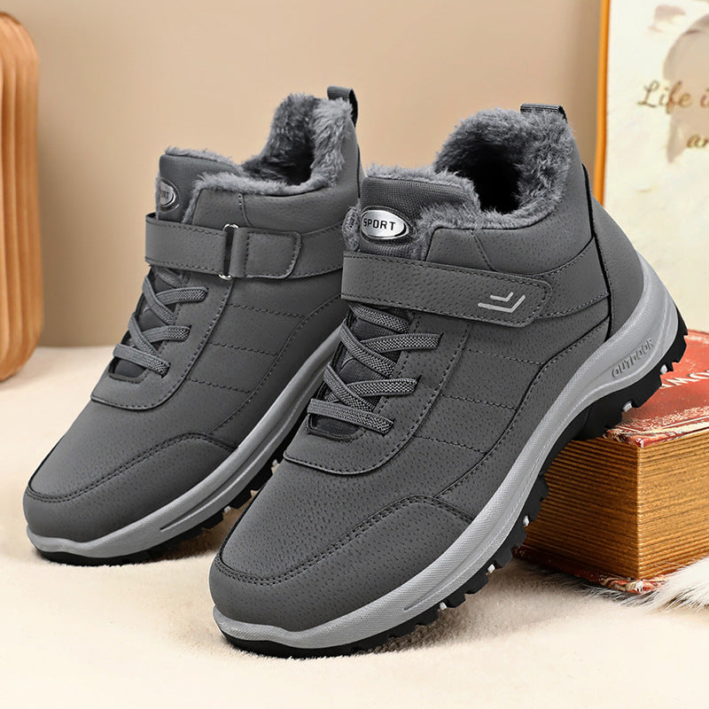 Men's Winter New Cotton Shoes for Middle-Aged and Elderly Men and Women, Large Size Cotton Boots with Velvet and Thickened Outdoor Sports Snow Boots