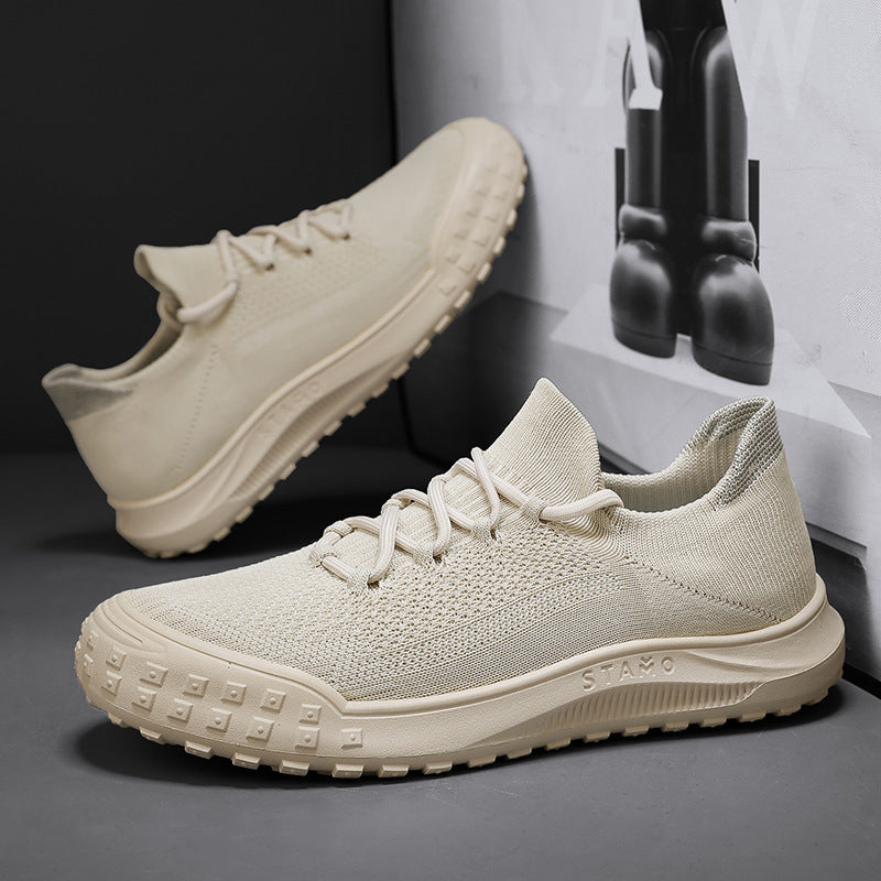 Men's spring and summer flying woven fashion sneaker running shoes mesh socks casual sneakers comfortable men's shoes outdoor shoes