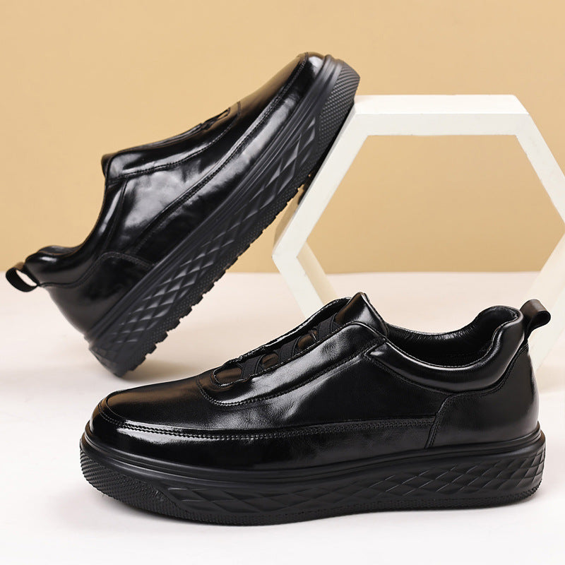 Men's Popular Sneakers, Genuine Leather, Versatile Men's Shoes, High-End Trendy Shoes, Slip-On Slip-On Shoes, Men's Commuter Casual Shoes