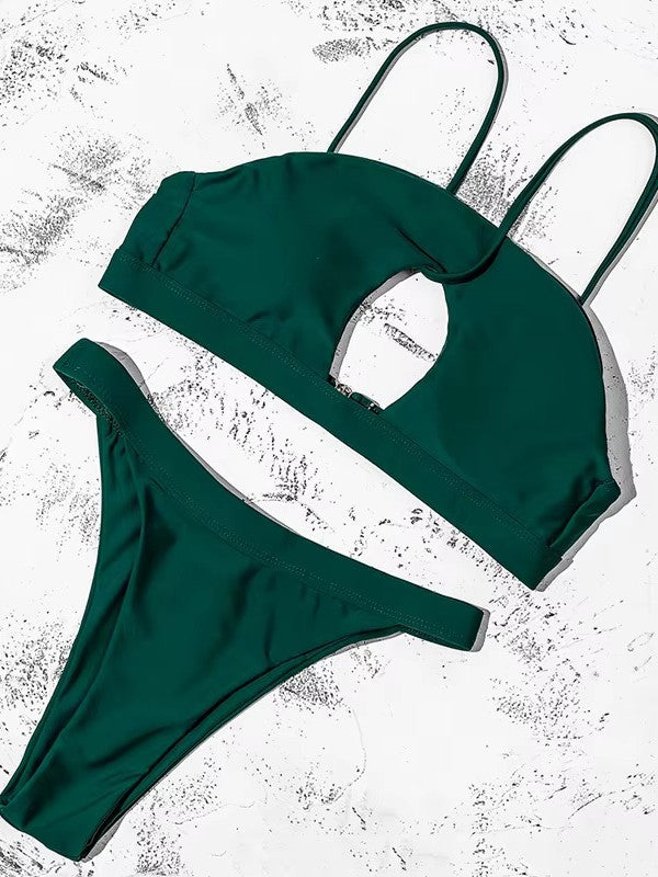 Billion swimming 2025 foreign trade new split bikini women sexy solid color strap low waist hollow swimsuit wholesale