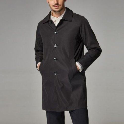 Lapel Simple Basic Windbreaker Men's Mid-length Loose Skin Windbreaker Spring and Autumn Pure Color Casual Thin Coat