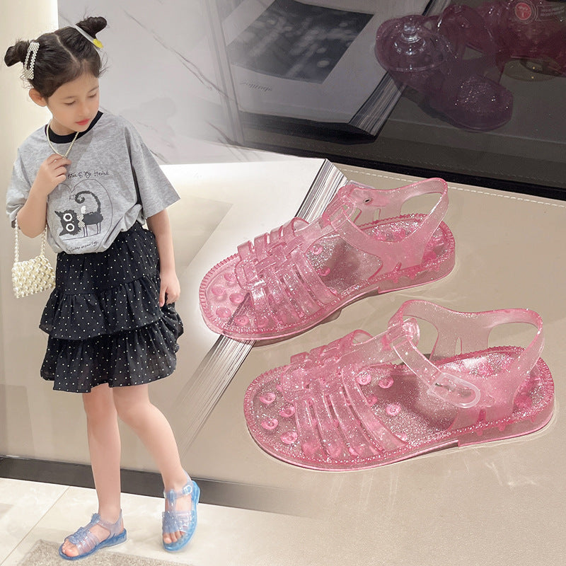New Cute Children's Garden Shoes Summer Outdoor Sandals PVC Solid Color Princess Bird Nest Shoes Non-slip Slippers