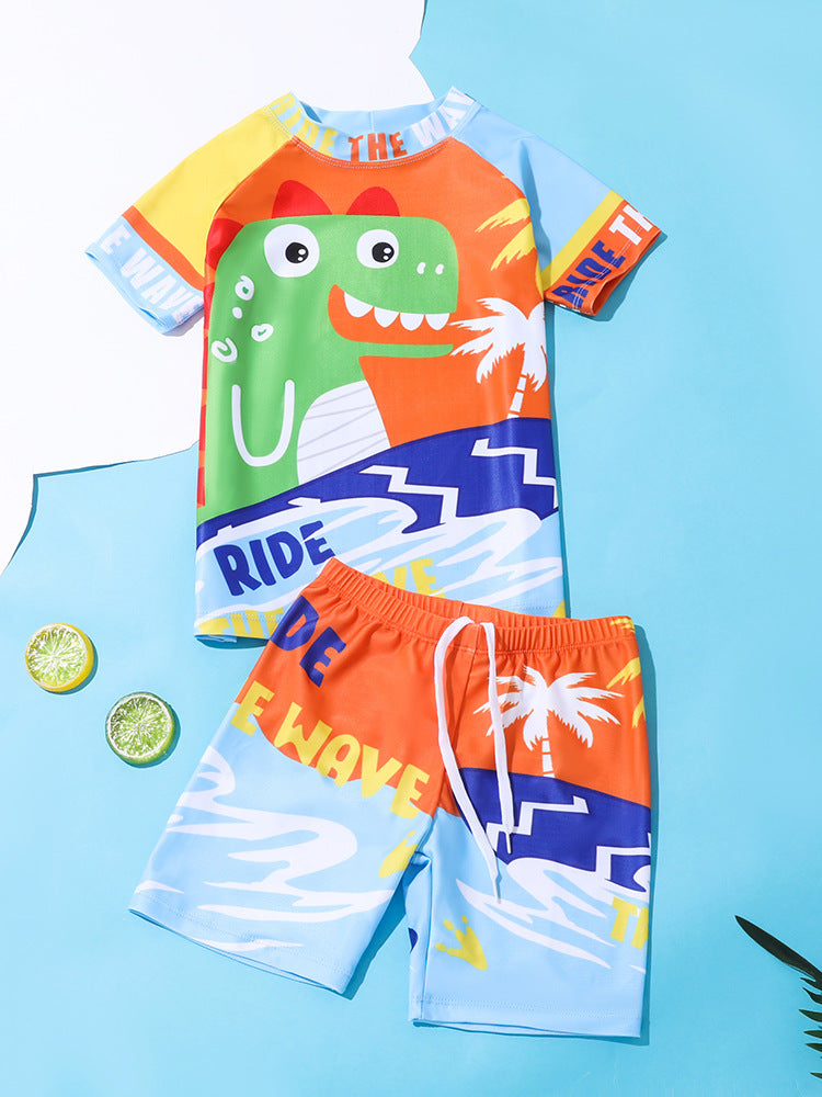 2024 New Children's Swimwear Boys Cute Cartoon Split Quick-drying Swimwear suit Small and Medium-sized Children's Boys' Swimwear