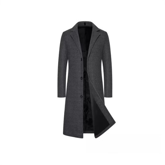 Foreign Trade Cross-border Autumn and Winter Men's Woolen Coat Lengthen Thickened Single-breasted Coat Men's Trendy Coat