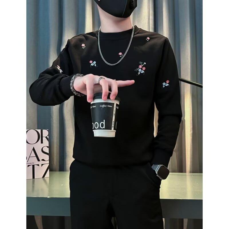 Early Autumn Sweatshirt Men's Coat Korean Long Sleeve T-Sleeve 2024 New Spring and Autumn Fashionable Brand Pi Shuai Fried Street Embroidered Clothes