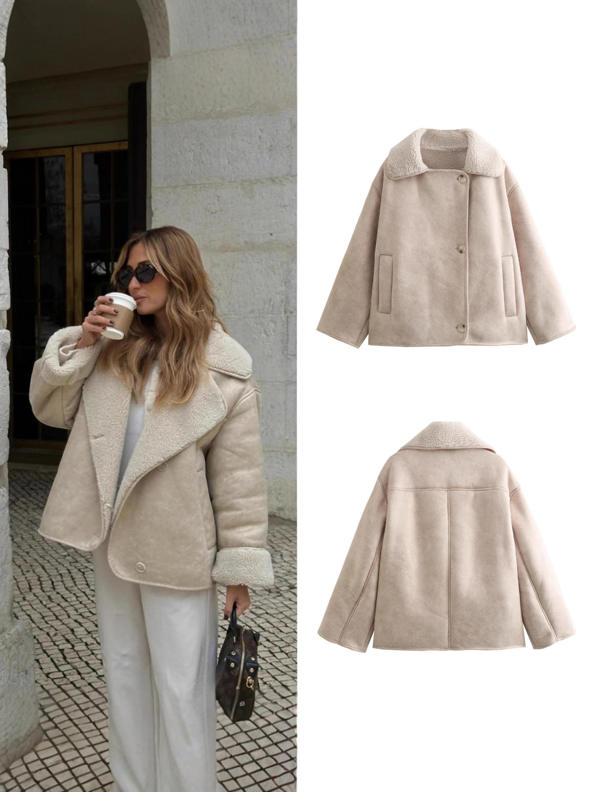 Za Cross-Border Women's Clothing Wholesale European and American Style Fashionable Versatile Suede Thickeneded Warm Jacket Autumn and Winter New Jacket Top