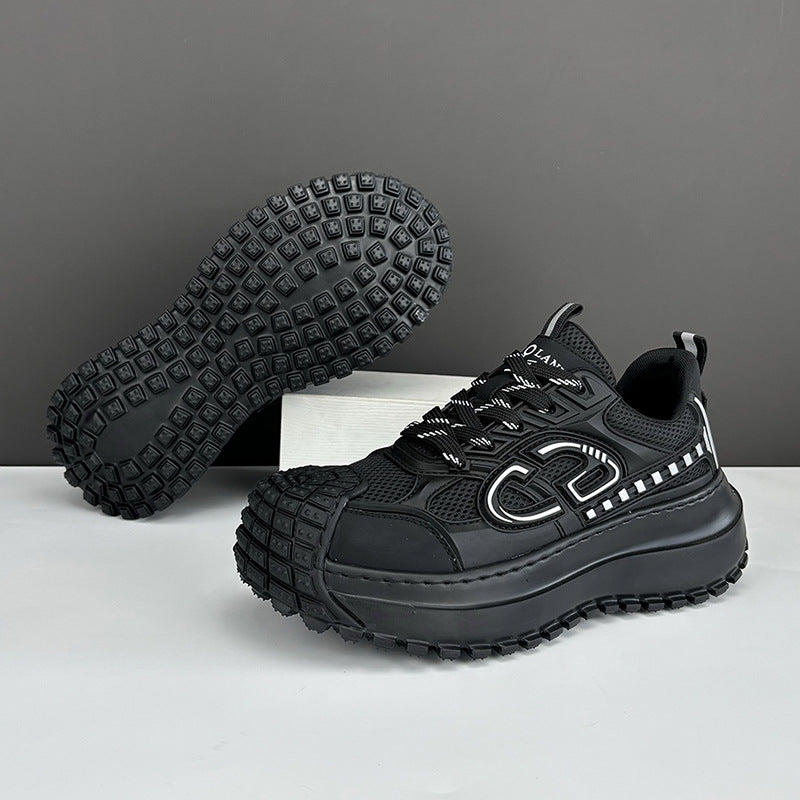 2025 Summer New Men's Shoes Increased Thick Bottom Breathable Mesh Sports Casual Shoes Mecha Style Niche Torre Shoes