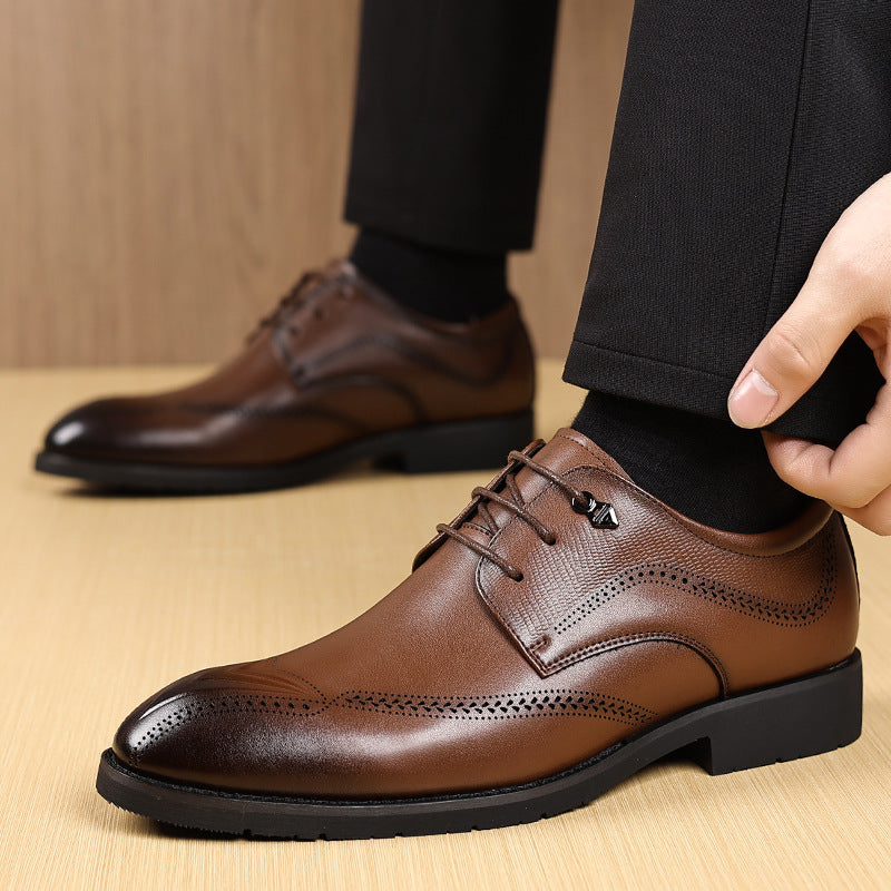 Leather Shoes for Men 2024 Autum New Men's Business Formal Wedding Shoes British Style Fashion Korean Style Men's Shoes Genuine Leather
