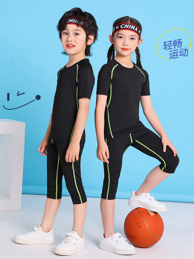 Children's Jump Rope Competition Quick-Drying Training Suit Custom Set, Tight-Fitting Clothing for Running, Football, Basketball, Comfortable Sportswear