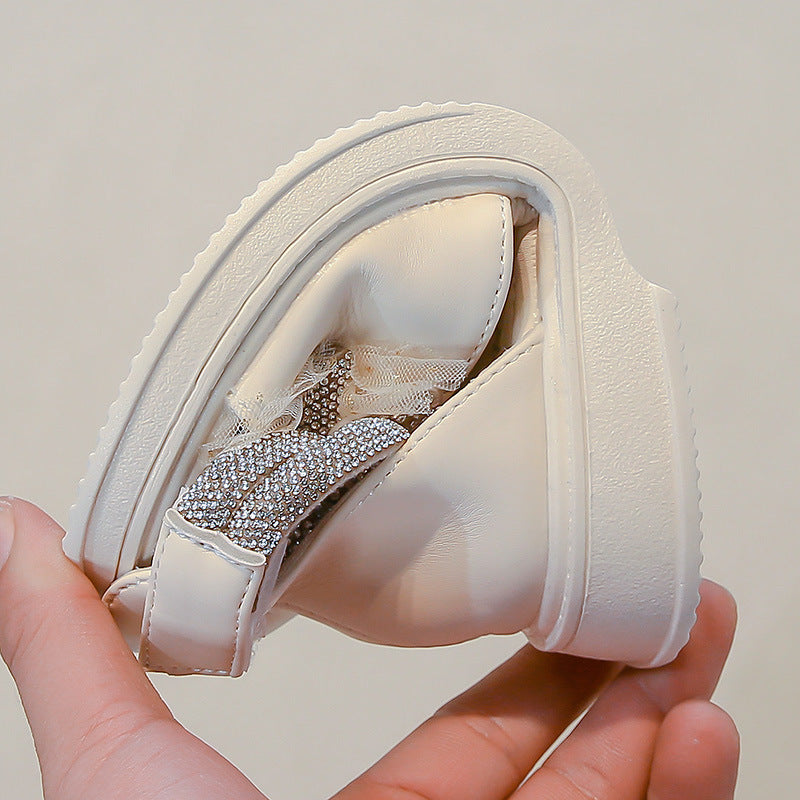 Girls Sandals 2025 Summer New Medium and Large Children's Roman Shoes Open Toe Fashion Bow Little Girls Princess Shoes Trendy