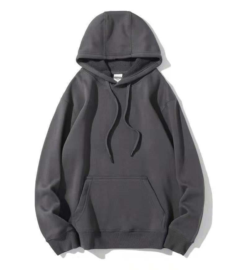 450g heavyweight cotton polar fleece dark blue navy blue hooded sweater men's and women's Indigo warm lovers hoodie autumn and winter