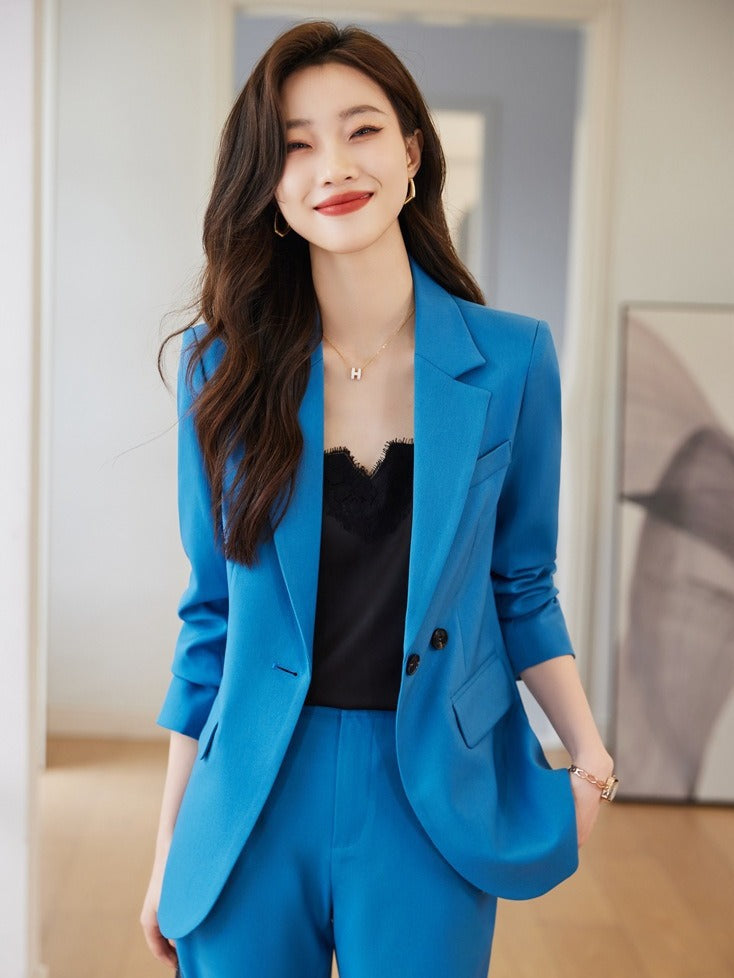 Blue small suit jacket for women Spring and Autumn new design temperament casual business wear suit suit formal wear