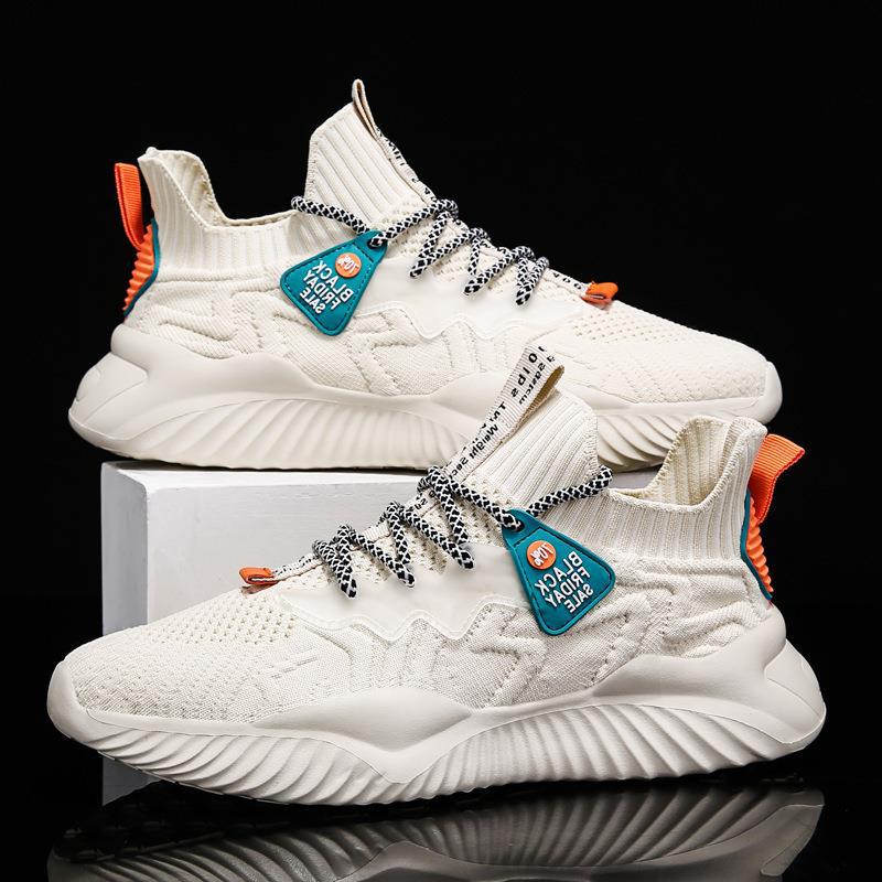2026 Spring/Summer Men's Shoes Korean Style Fashion Casual Shoes Low-Top Versatile Slip-On Flyknit Breathable Men's Sneakers