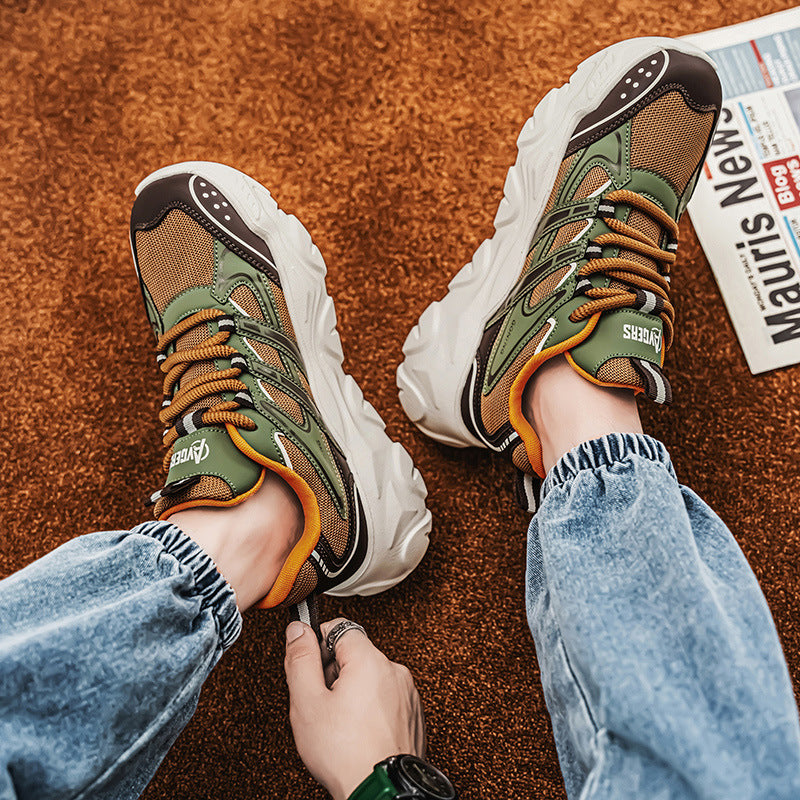 Men's Shoes Winter 2024 New Trendy Versatile Sports Casual Men's Wear-Resistant Thick-Soled Height-Increasing Black Dad Sneakers