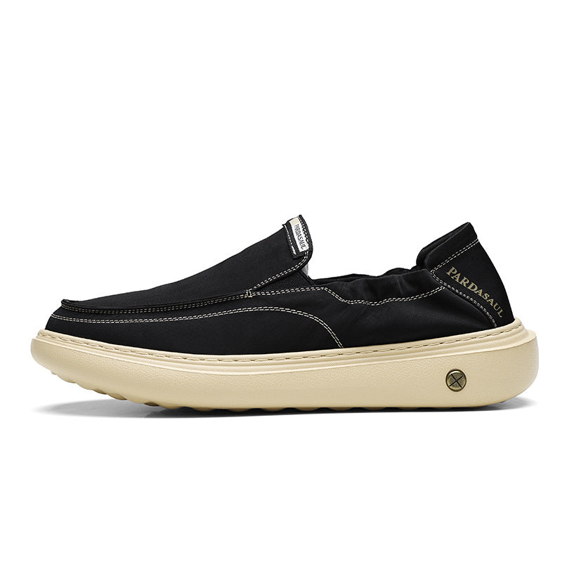 Cloth Shoes Men's Summer Breathable Wide-Toe Slip-On Soft-Soled Lightweight 2025 New Trend Color Matching Men's Thick-Soled Loafers