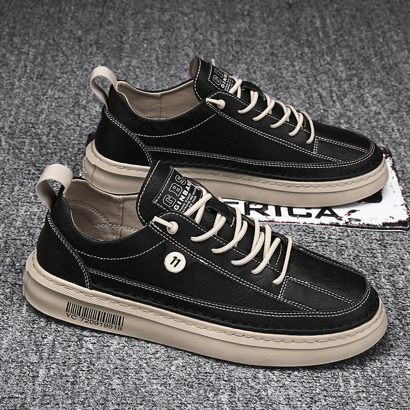 Autumn New Men's Versatile Korean-Style Sneakers, Comfortable and Lightweight Wholesale Casual Pu Men's Shoes, Trendy Brand