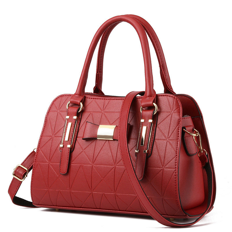 Bow women's bag embossed handbag foreign trade large capacity shoulder bag wholesale messenger bag simple mother bag