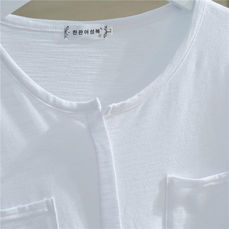 Short-Sleeved T-Shirt for Women in Summer Ins Style Bamboo Cotton Korean Style Cotton V-Neck Loose White Top Bottoming Shirt for Women Versatile