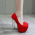 Super high heel 16cm shallow mouth single-layer shoes waterproof platform nightclub sexy stiletto heel round toe women's shoes hate sky high heels 14cm