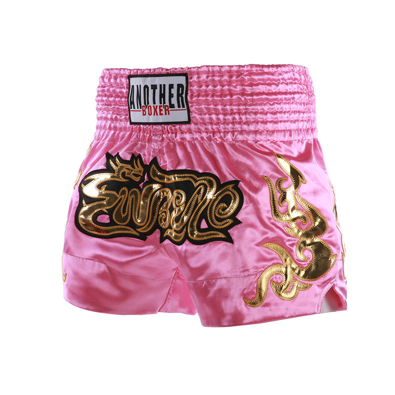 New Solid Color Boxer Shorts Fighting Sanda Kicking Pants Thai Style Muay Thai Shorts Kids Adult