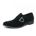 Cross-border plus size men's pointed frosted loafers size 38-46 men's lace-up British one-step buckle leather shoes