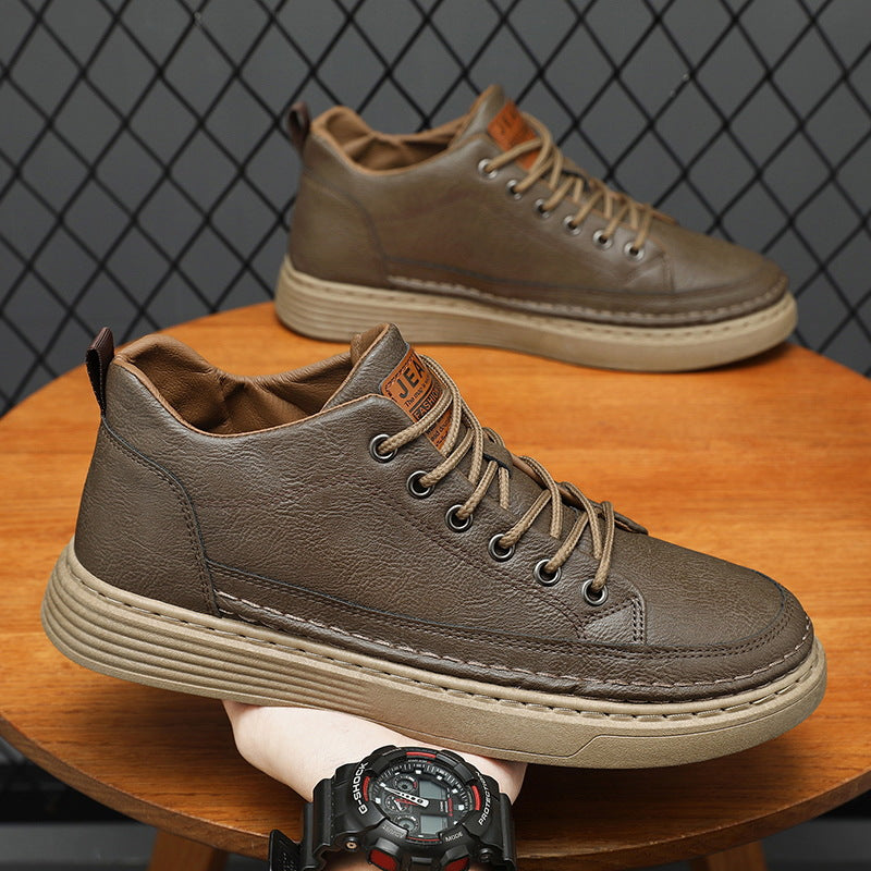 Autumn Men's Shoes Versatile Casual Sneakers Men's Korean Style Trendy Black Leather Shoes Sports Casual Shoes
