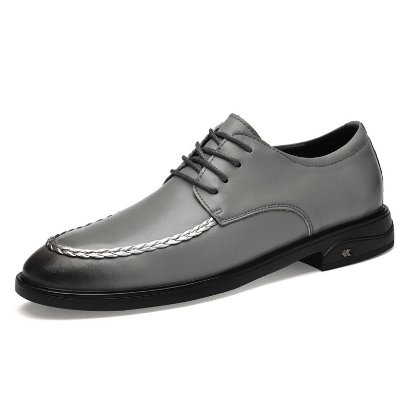 New men's formal leather shoes breathable non-slip round toe business casual shoes fashion retro brushed business leather shoes men