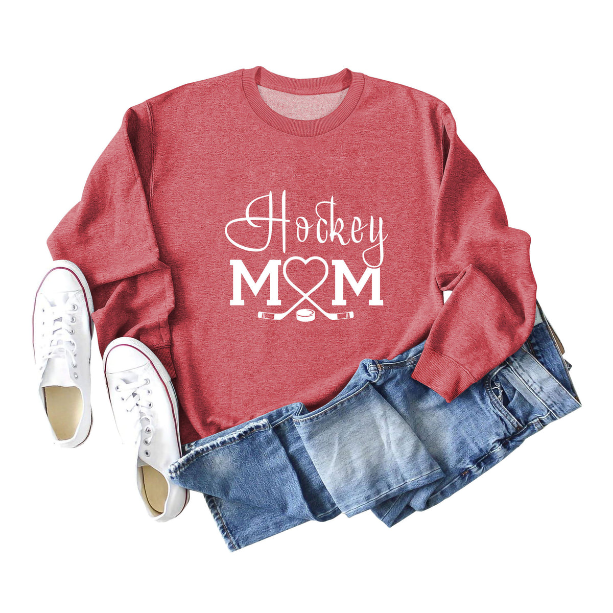 Amazon Wish Independent Station Fashionable Simple Hockey Mom Letter Fun Printed Women's Casual Sweatshirt