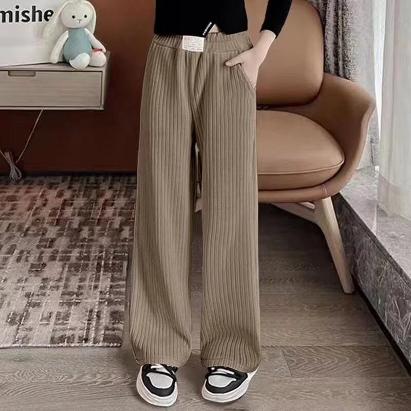 Corduroy Spring and Autumn Pants Boys and Girls Loose All-match Trendy Leg-toe Casual Sports Pants Fashion Children's Wear
