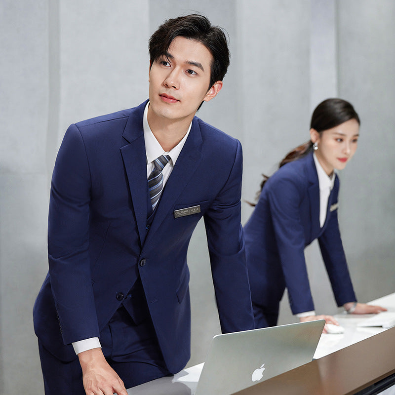 Business Wear Men's and Women's Same-style Suit Autumn and Winter Fashion Slim-fit Business Suit Women's Pants Vest Dress