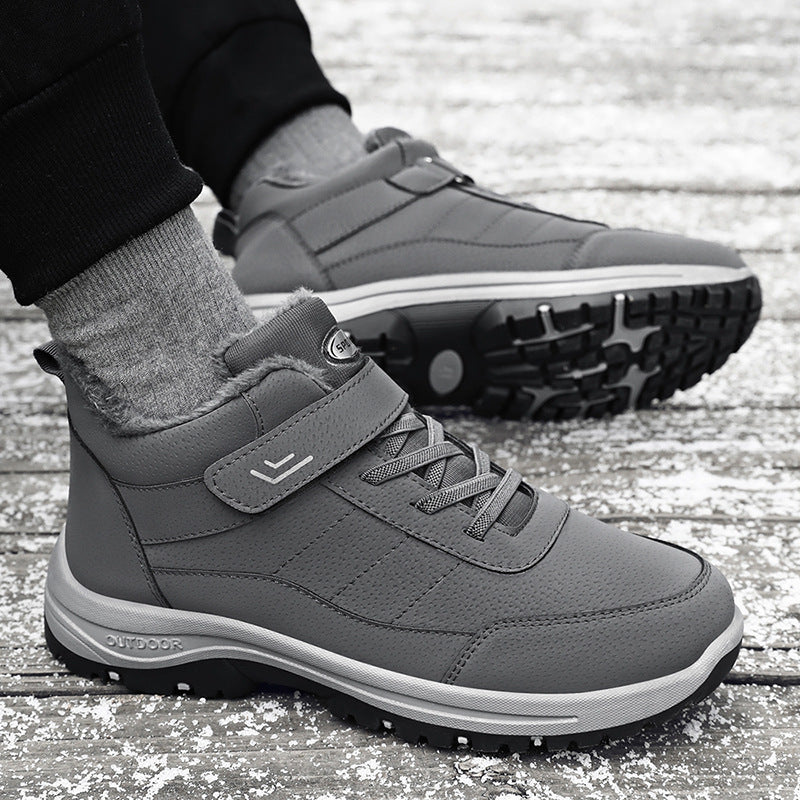 Men's Winter New Cotton Shoes for Middle-Aged and Elderly Men and Women, Large Size Cotton Boots with Velvet and Thickened Outdoor Sports Snow Boots