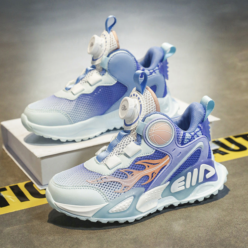 Children's Basketball Shoes 2026 Spring New Boys' Mesh Breathable Sports Shoes for Older Kids Practical Shock-Absorbing Running Shoes