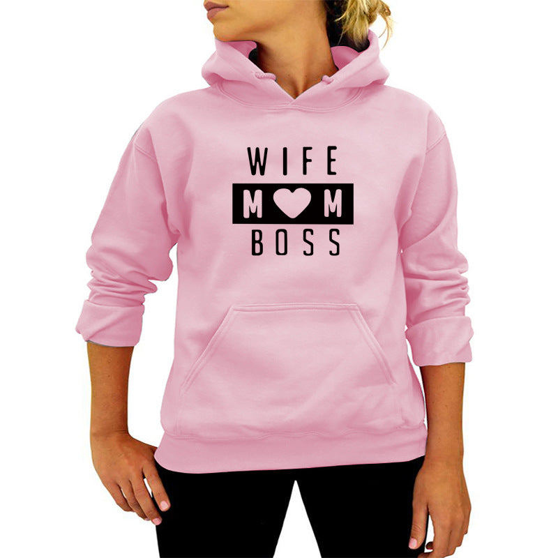 AliExpress Amazon ebay/wish cross-border WIFE MOM letter printed hooded vests in Europe and America in autumn and winter