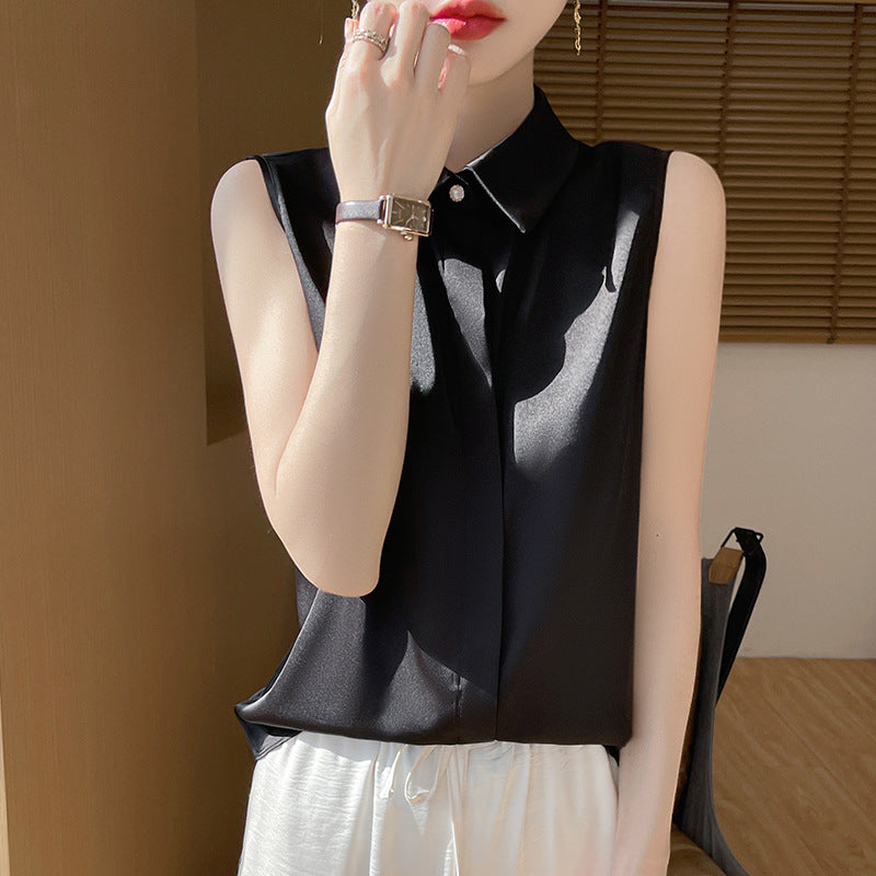 Wholesale New Summer Thin Sleeveless Women's Shirts Anti-Wrinkle Draped Women's Inner Shirts with Suit Tops Women's Clothing