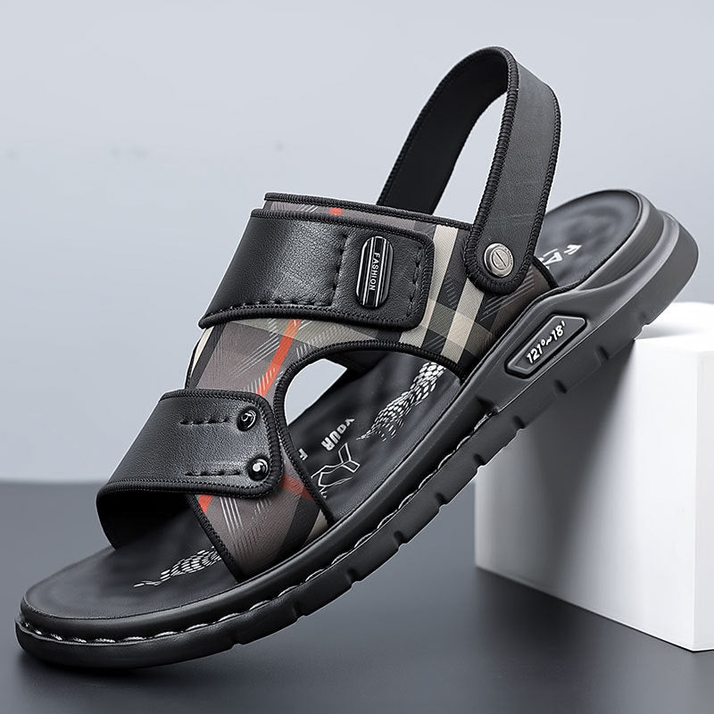 Men's Sandals 2026 New Summer Non-Slip Casual Dual-Wear Beach Shoes Men's Genuine Leather Soft-Soled Sandals Men's Trendy Style