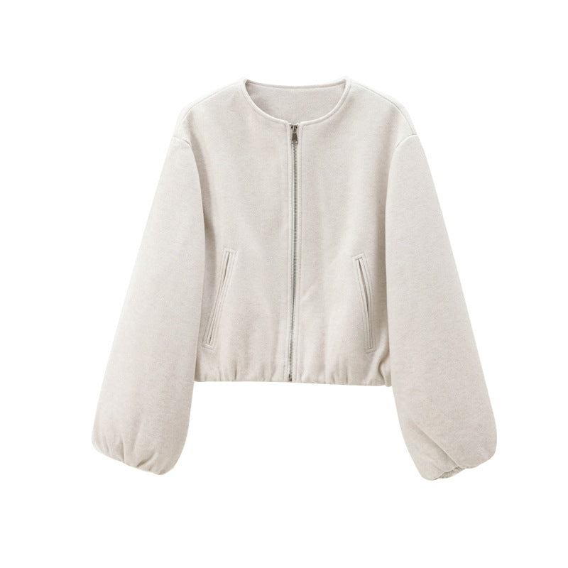 KAOPU ZA Women's 2025 Winter Soft Base All-Match Long Sleeve Soft Bomber Jacket Coat
