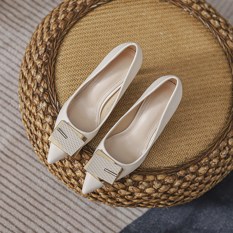 9877-1 Stiletto girls High Heels 2024 Spring and Summer New Style Comfortable Pointed Toe Professional Work Shoes Elegant Single Shoes