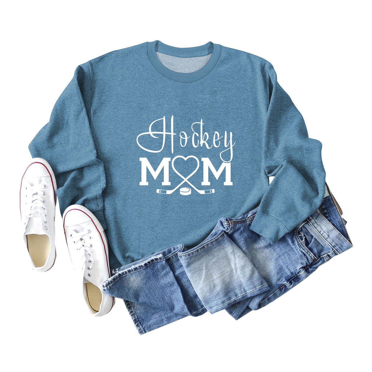Amazon Wish Independent Station Fashionable Simple Hockey Mom Letter Fun Printed Women's Casual Sweatshirt