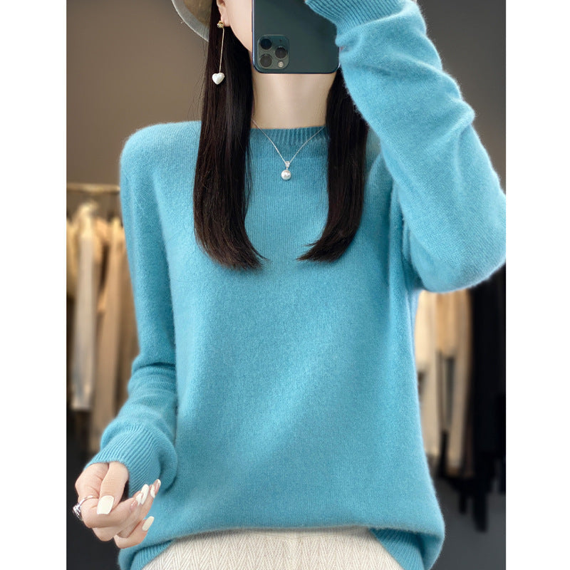 Wholesale First-Line Ready-To-Wear Round Neck Woolen Sweater for Women, Simple Elegant Knitted Sweater, Long-Sleeved Versatile Sweater Bottoming Shirt