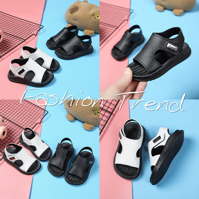 Baby Sandals Kidsren's Beach Shoes 2026 New Style Sandals Fashionable Wear-Resistant White Non-Slip Leather Beach Shoes