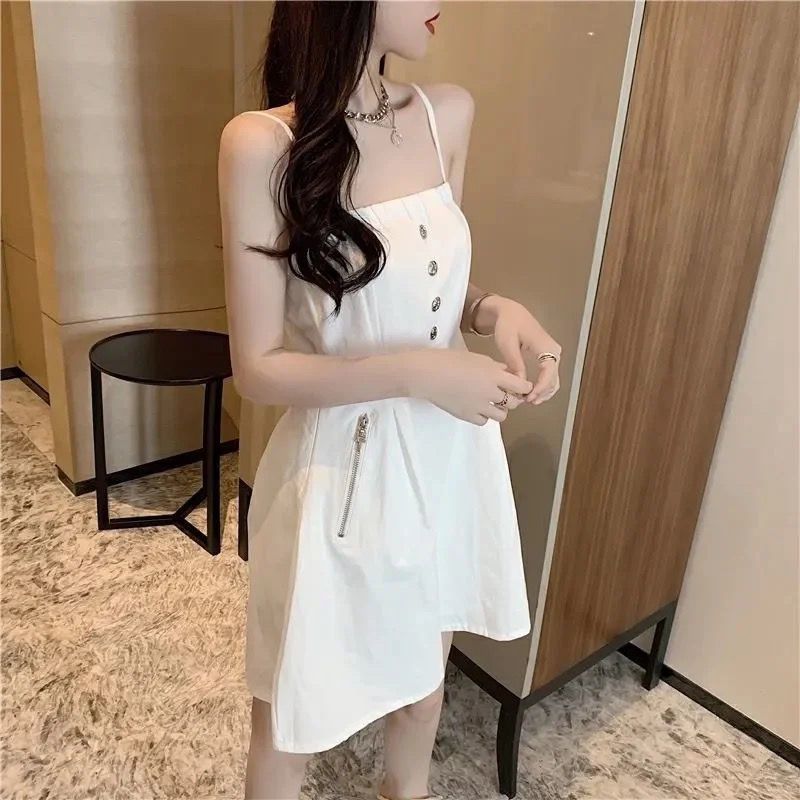 summer new gentle wind can be salt can be sweet off-shoulder small waist slim long sling dress
