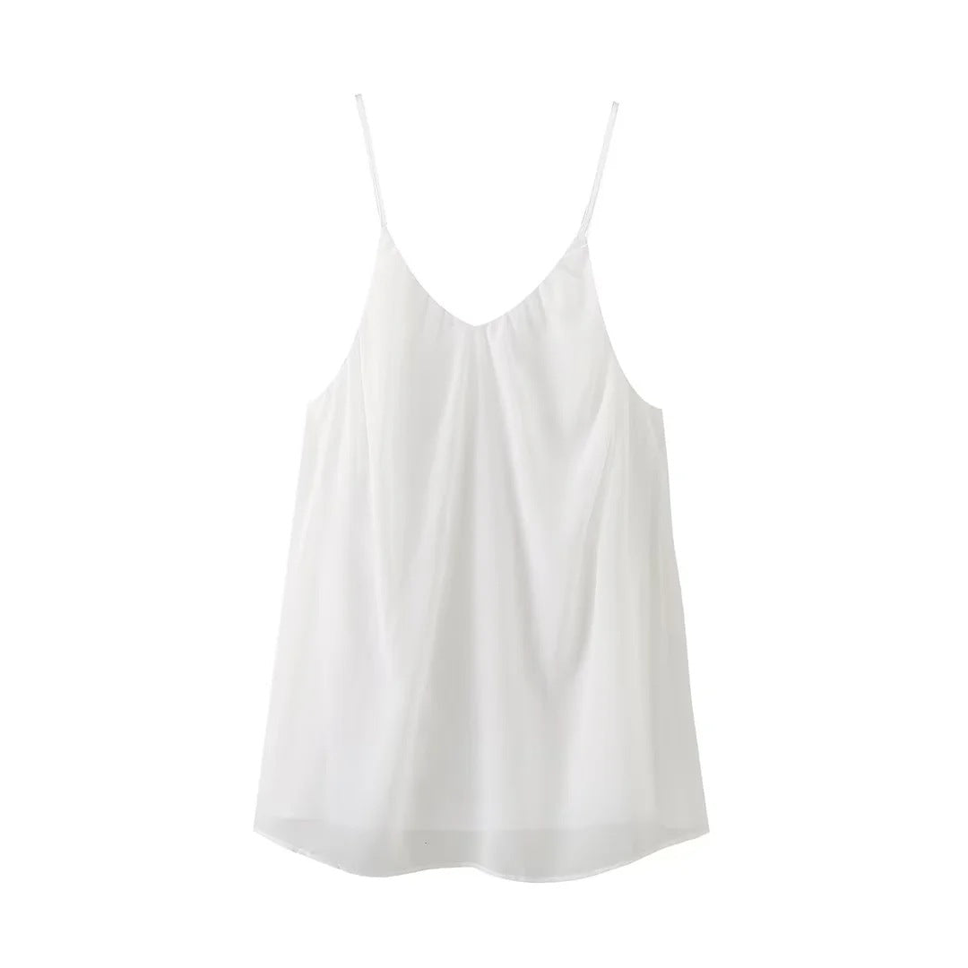 Women's Explosions Shaggy Pleated Hem Sexy Backless V-neck Sleeveless Sling dress