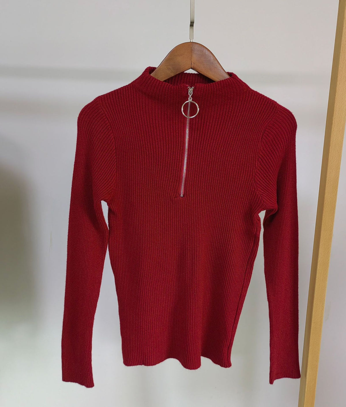 Spring sweater women's semi-high collar ring zipper slim outer wear long sleeve middle collar base sweater sweater top wholesale