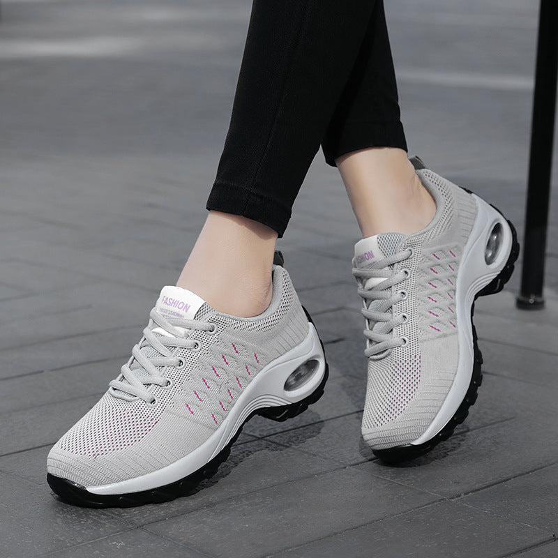 Casual Sports Shoes for Women, All-Season Mom Shoes, Dance Shoes, Air-Cushioned Wedge Heels, Thick-Soled Running Shoes, Export Large Size Women's Shoes