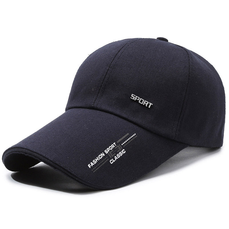 Spring and Autum New Men's Hats, Versatile Baseball Caps, Iron Labels, Casual Sun Hats, Extended Brim Peaked Caps